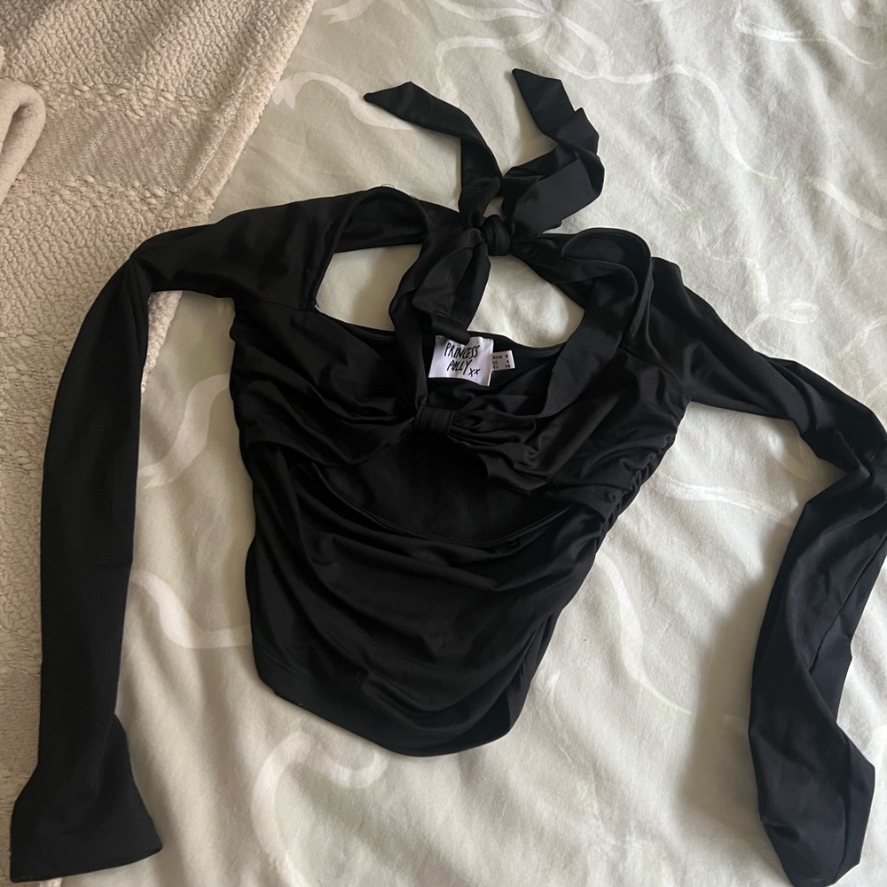 Princess Polly Black Wrap Top